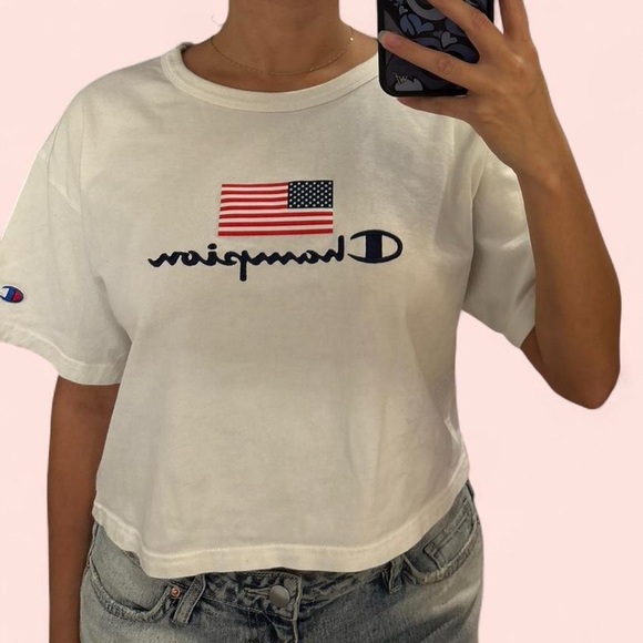 Champion Women's White Flag Graphic Tee - Picture 1 of 4